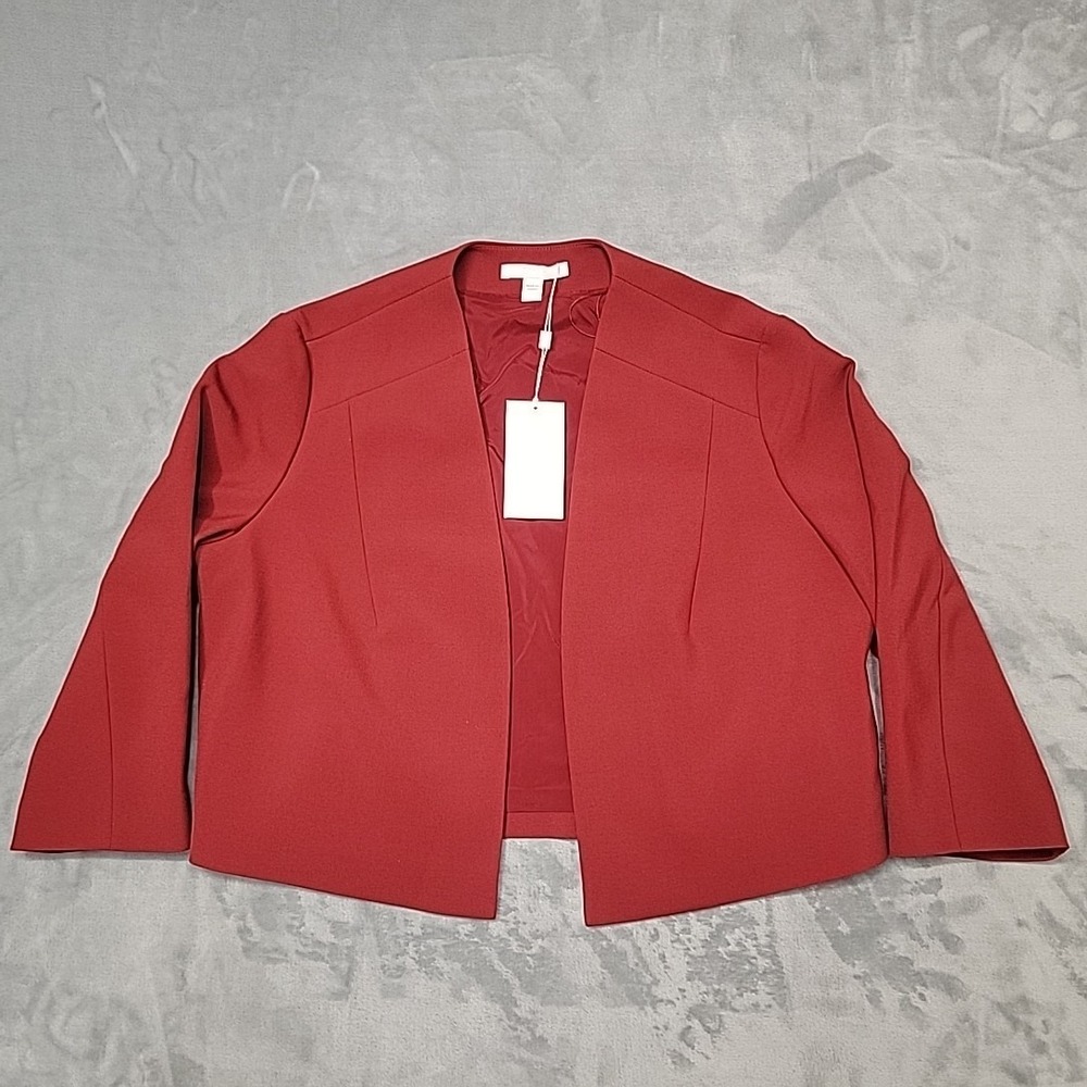 BOSS Jacket Womens 16 Red Jikiva Open Front Cropped Blazer Professional Career